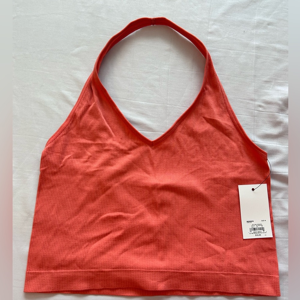 Orange cropped halter top